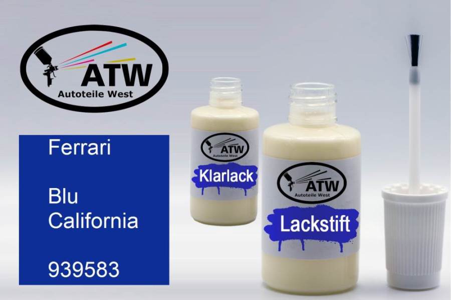 Ferrari, Blu California, 939583: 20ml Lackstift + 20ml Klarlack - Set, von ATW Autoteile West.